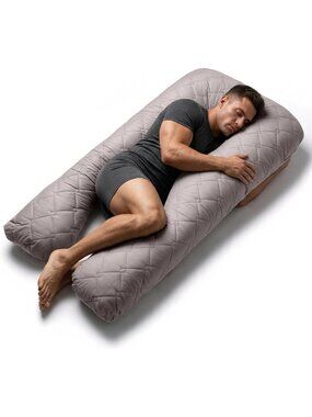 U-Shaped Full Body Pregnancy Pillow - Quilted Support, 55in, Gray Comfort